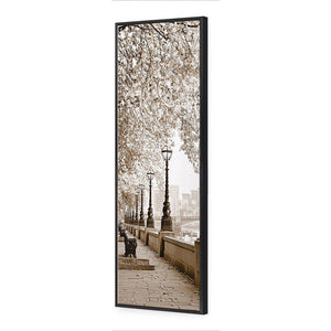 London Riverwalk, Sepia, Long | Standard Canvas | Floating Frame | Black