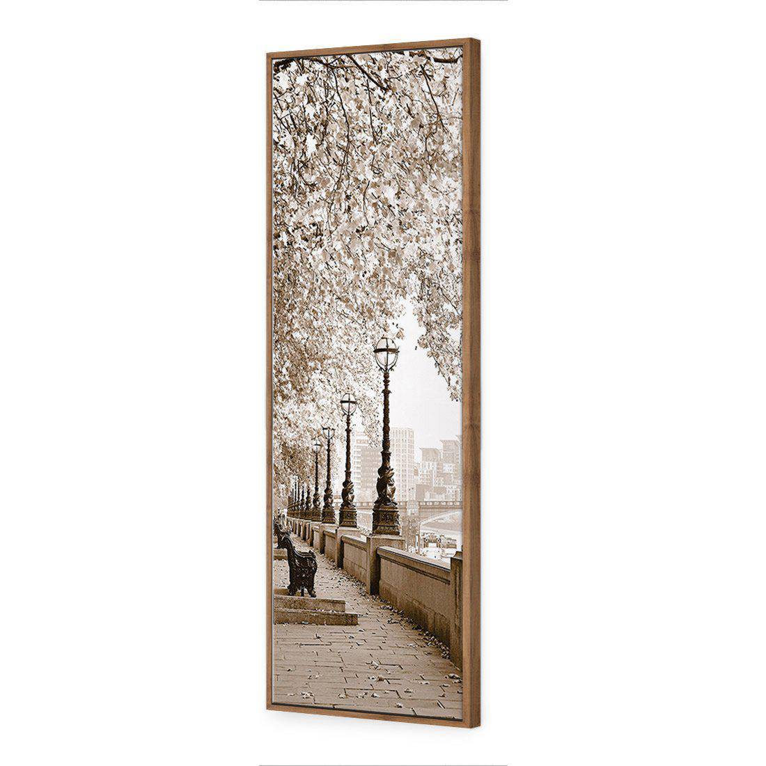 London Riverwalk, Sepia, Long | Standard Canvas | Floating Frame | Natural