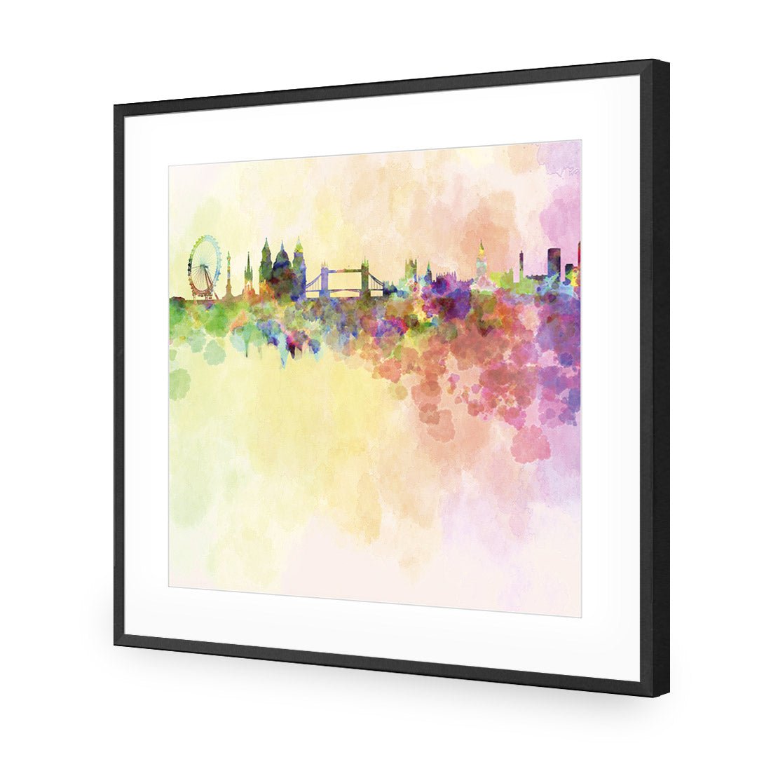 London Skyline, Watercolour (square) - Wall Art Designs - 217_AS_Q WAD_AP - 030 - MAT_37x37_S - 2538 - BLK