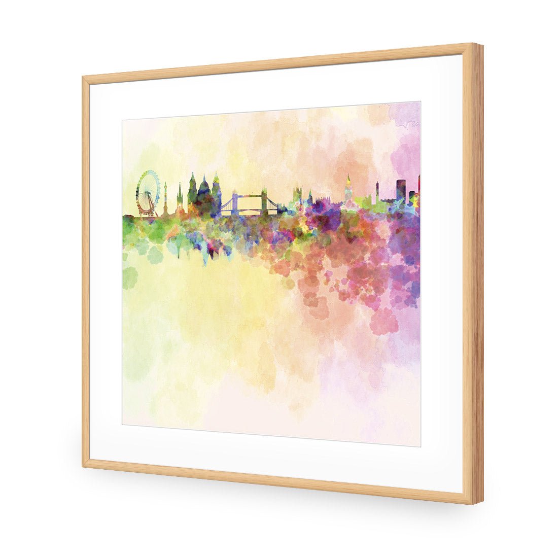 London Skyline, Watercolour (square) - Wall Art Designs - 217_AS_Q WAD_AP - 030 - MAT_37x37_S - 2538 - OAK