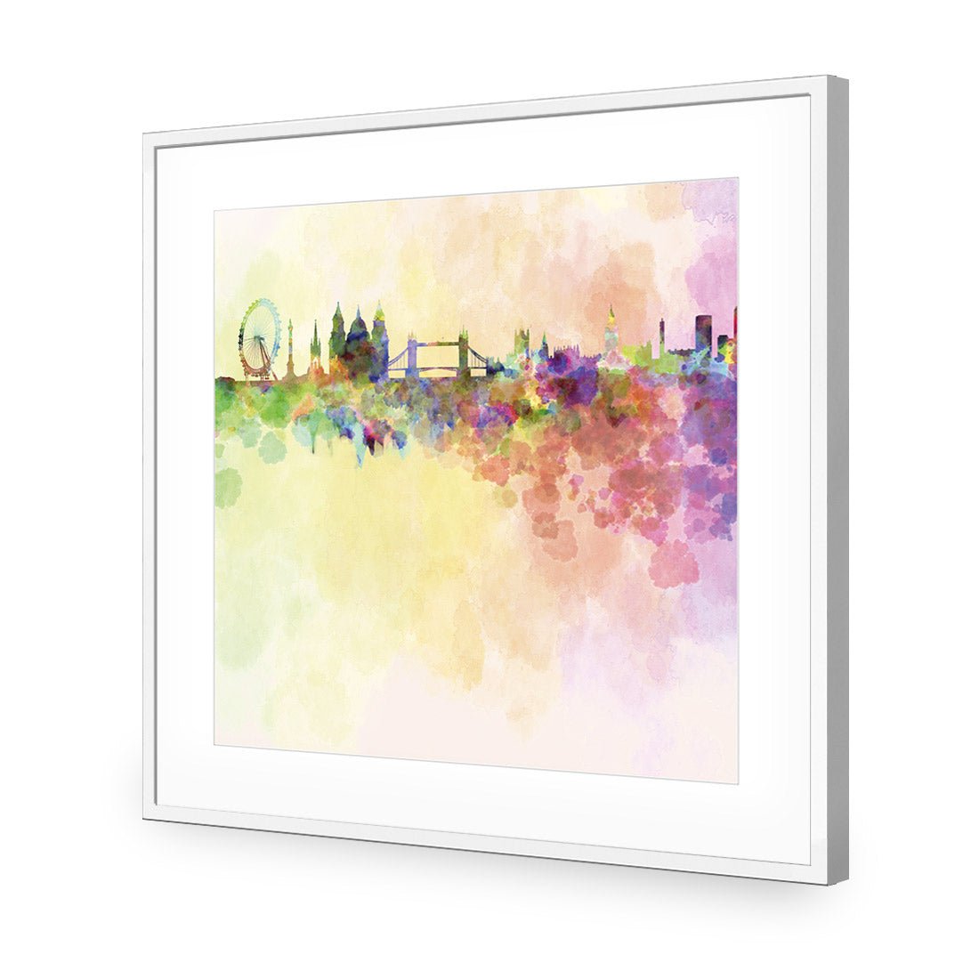 London Skyline, Watercolour (square) - Wall Art Designs - 217_AS_Q WAD_AP - 030 - MAT_37x37_S - 2538 - WHT