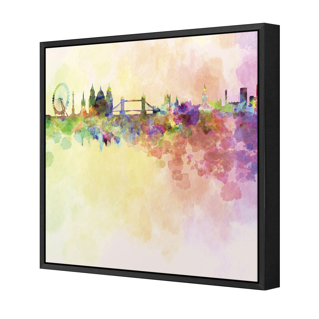 London Skyline, Watercolour (square) - Wall Art Designs - 217_AS_Q WAD_CP - MPY - 260 - M - S - S_37x37_S - 1550 - BLK