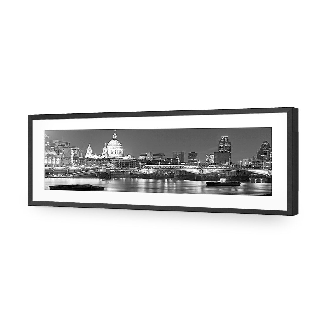 London Thames, Black and White (Long) - Wall Art Designs - 1245_BL_H WAD_AP - 030 - MAT_90x30_S - 2538 - BLK