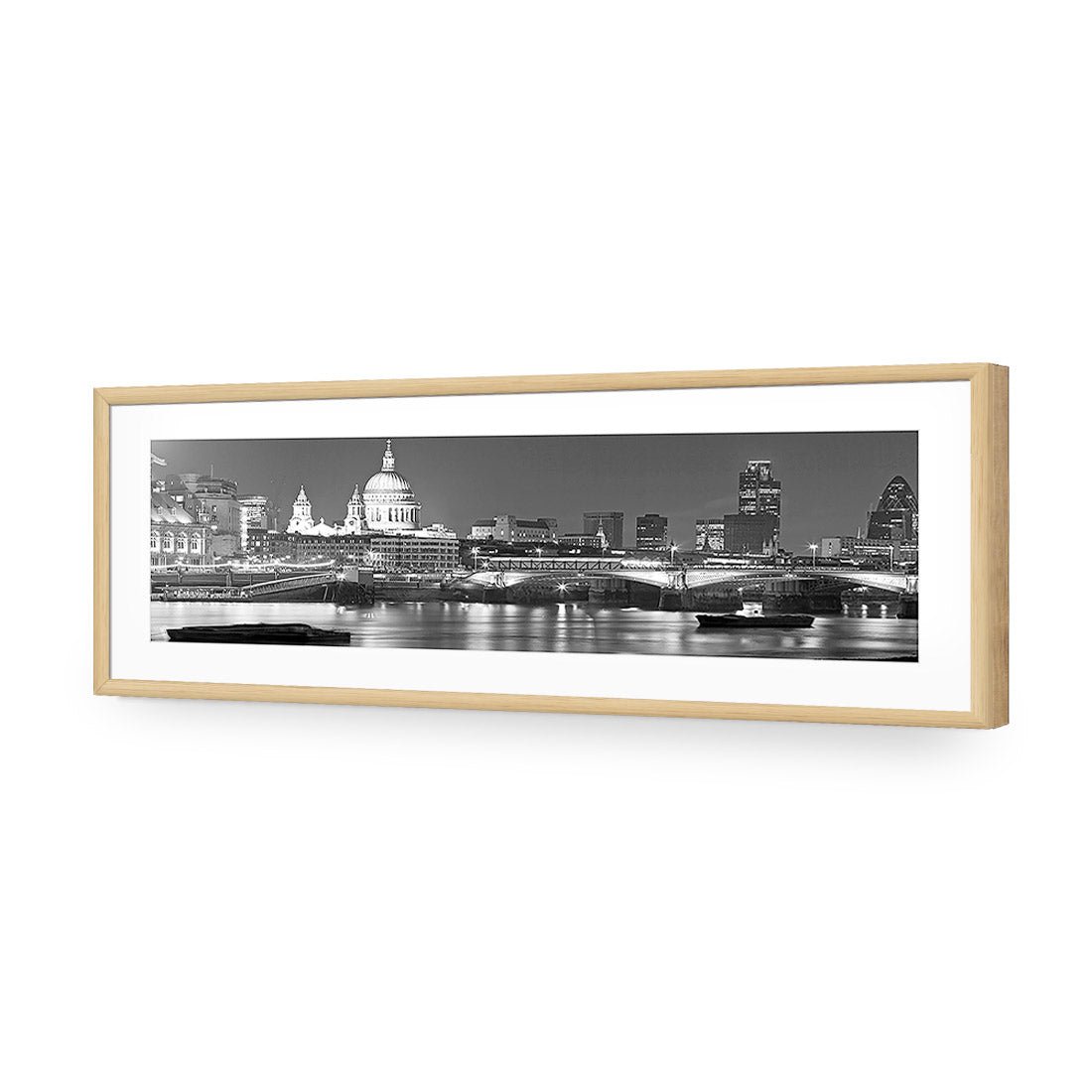 London Thames, Black and White (Long) - Wall Art Designs - 1245_BL_H WAD_AP - 030 - MAT_90x30_S - 2538 - OAK