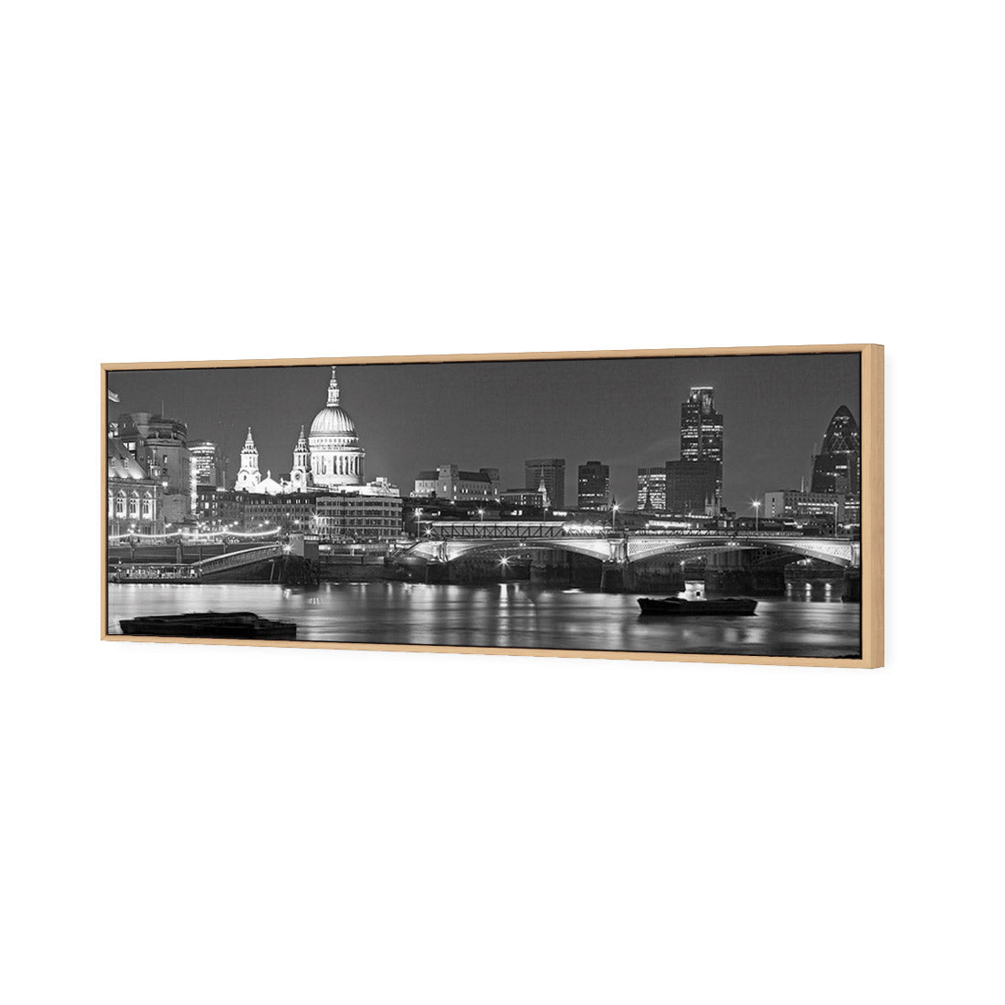 London Thames, Black and White (Long) - Wall Art Designs - 1245_BL_H WAD_CP - MPY - 260 - M - S - S_60x20_S - 1550 - OAK