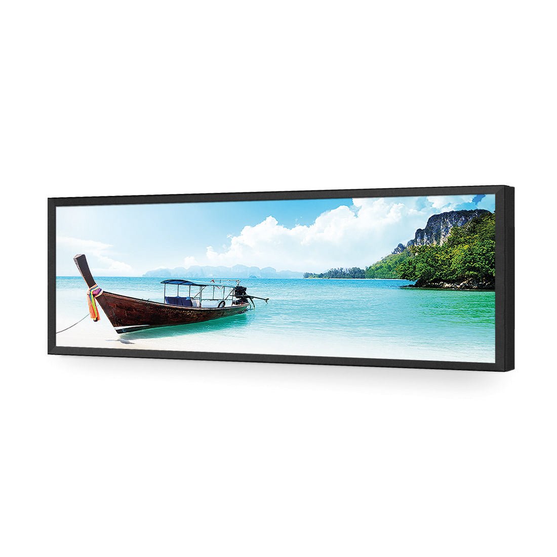 Long Thai Boat (Long) - Wall Art Designs - 1210_AL_H WAD_AP - 030 - EDG_90x30_S - 2538 - BLK