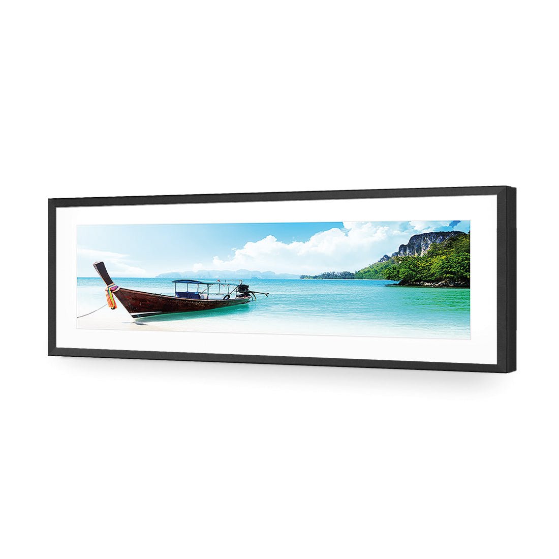 Long Thai Boat (Long) - Wall Art Designs - 1210_AL_H WAD_AP - 030 - MAT_90x30_S - 2538 - BLK