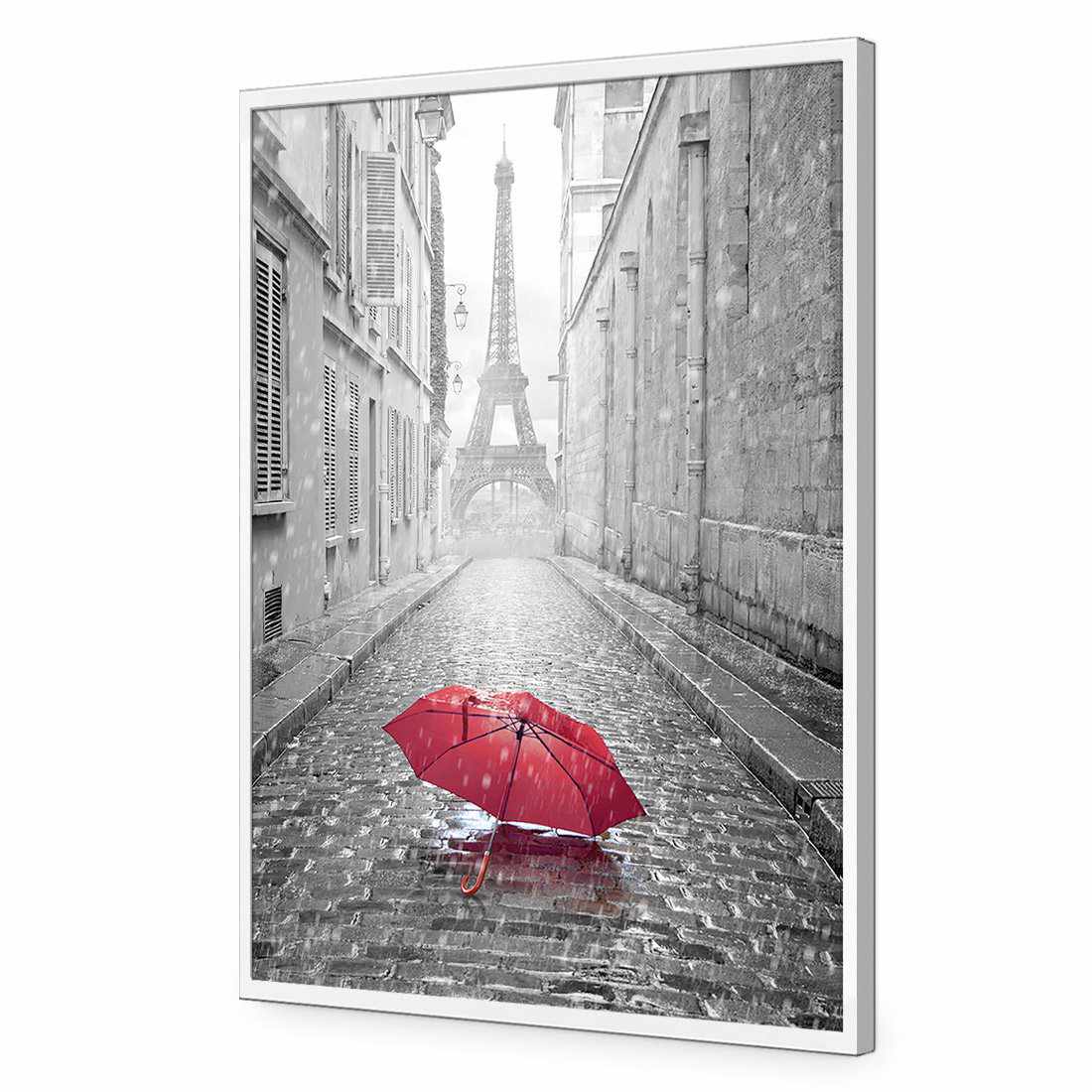 Lost Umbrella In Paris, Red | Standard Acrylic | Flat Frame No Border | White