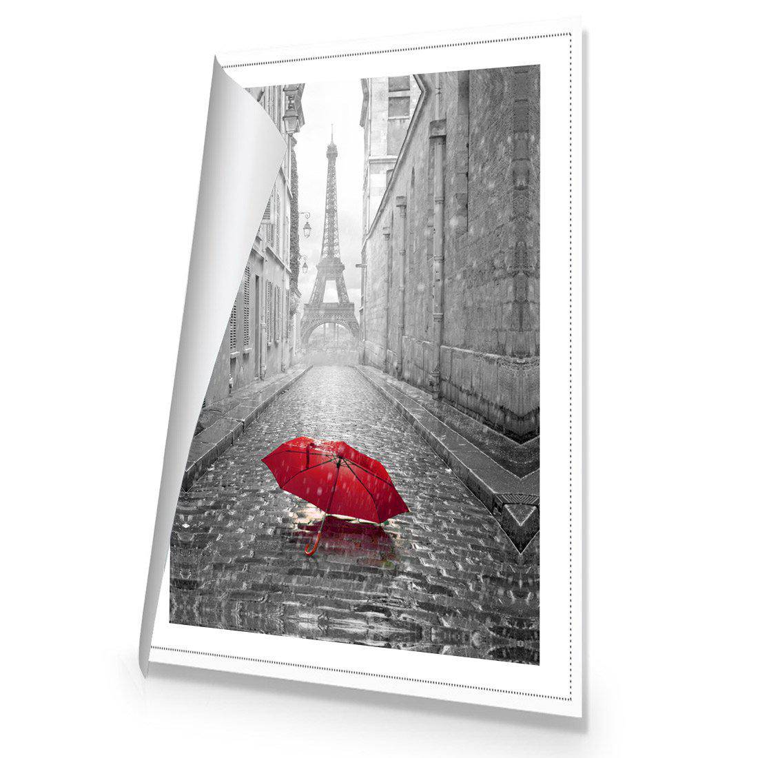 Lost Umbrella In Paris, Red | Standard Canvas | No Frame | Rolled Canvas