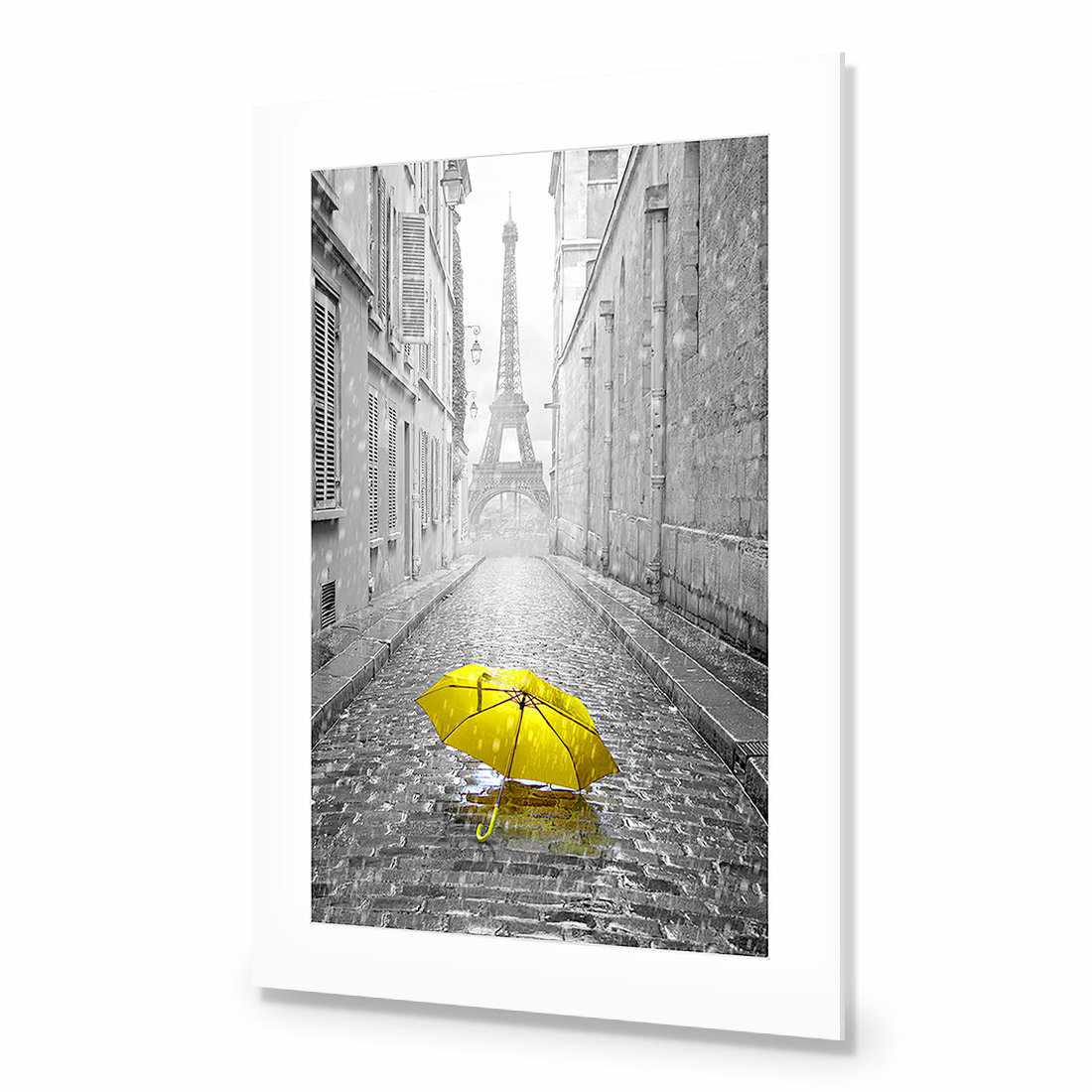 Lost Umbrella In Paris, Yellow Acrylic Print Art - Wall Art Designs - 2004_ER_V WAD_AP - 030 - MAT_45x30_NONE