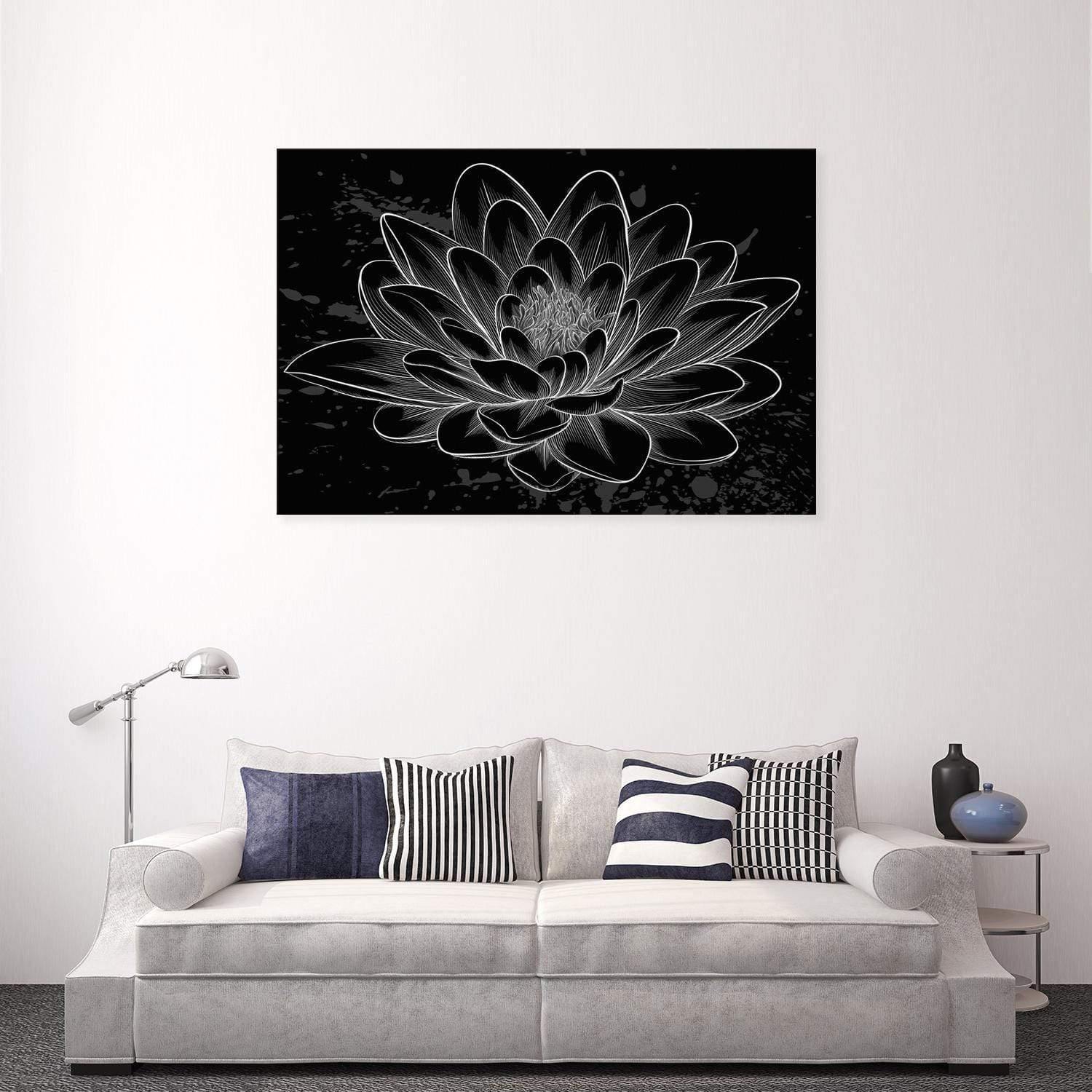 Lotus Sketched - Wall Art Designs - 3165_AR_H WAD_CP - MPY - 260 - M - S - S_45x30_NONE