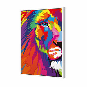 Magnificent Lion | Classic Canvas | Floating Frame | White