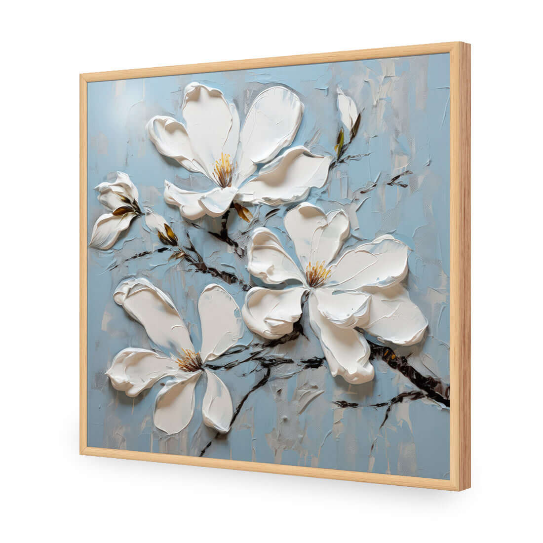 Magnolia on Blue I - Wall Art Designs - WH_1399_AS_Q WAD_AP - 030 - EDG_37x37_S - 2538 - OAK