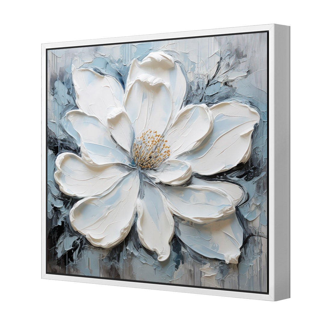 Magnolia on Blue II - Wall Art Designs - WH_1400_AS_Q CAF_CP - MPY - 260 - M - S - S_37x37_S - 1550 - WHT