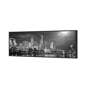 Melbourne Skyline, B&W | Standard Canvas | Floating Frame | Black