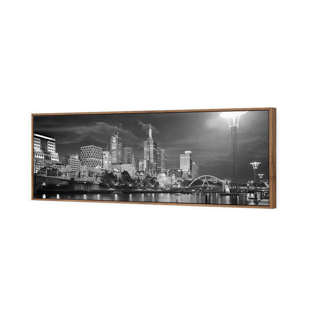 Melbourne Skyline, B&W | Standard Canvas | Floating Frame | Natural