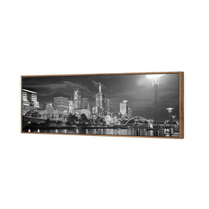 Melbourne Skyline, B&W | Standard Canvas | Floating Frame | Natural
