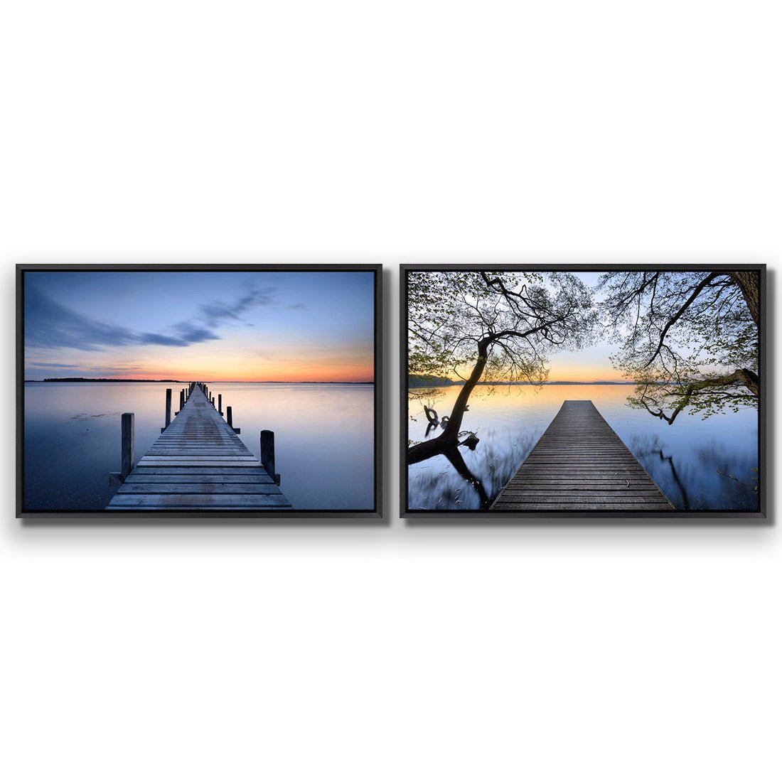 Misty Blue Jetty Escaped Perfect Pairs - Wall Art Designs - SET2_5003_AR_H WAD_CP - MPY - 260 - M - S - S_45x30_S - 1550 - BLK