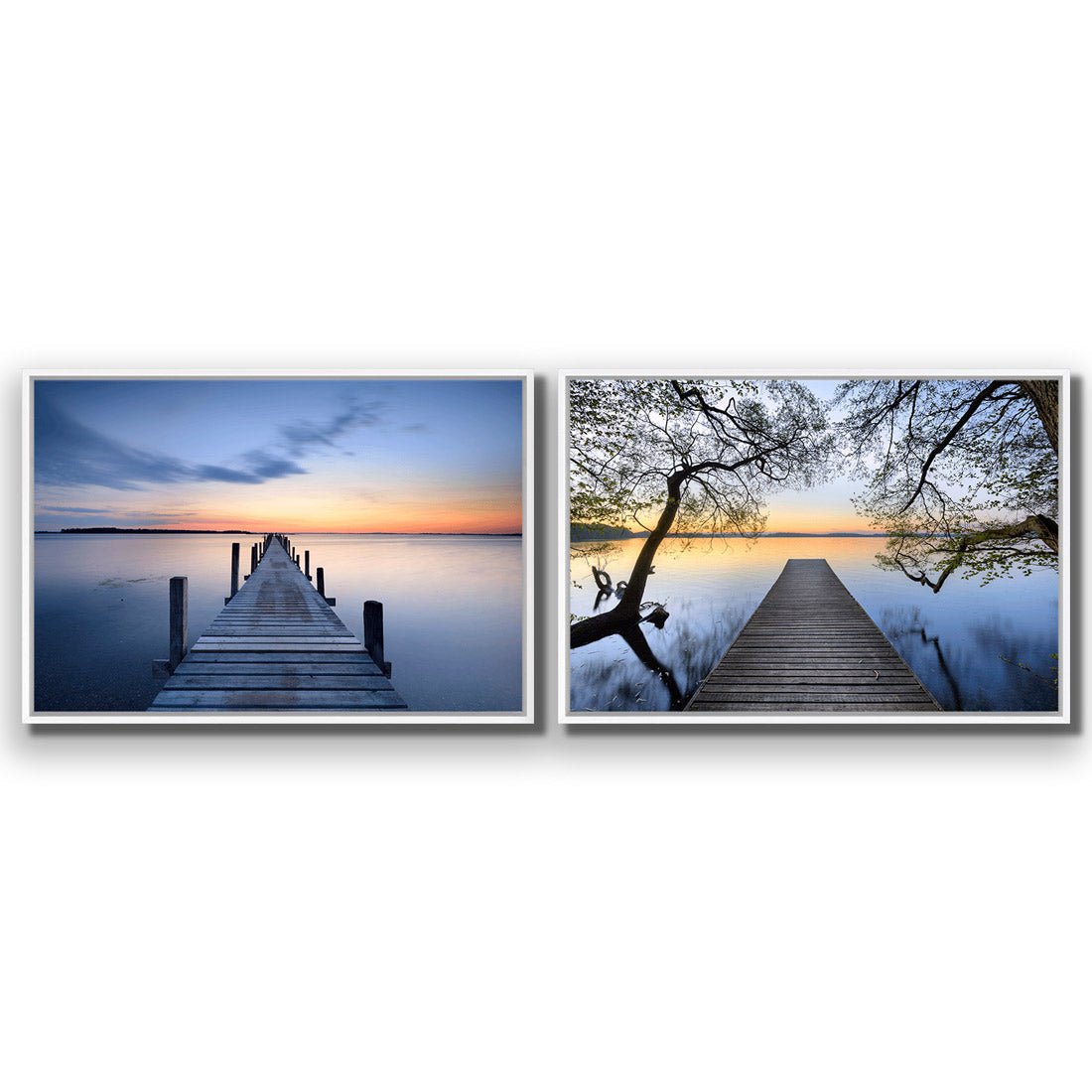 Misty Blue Jetty Escaped Perfect Pairs - Wall Art Designs - SET2_5003_AR_H WAD_CP - MPY - 260 - M - S - S_45x30_S - 1550 - WHT