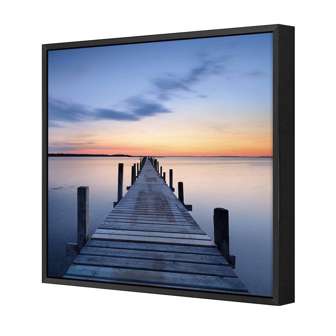 Misty Blue Jetty, Square | Standard Canvas | Floating Frame | Black