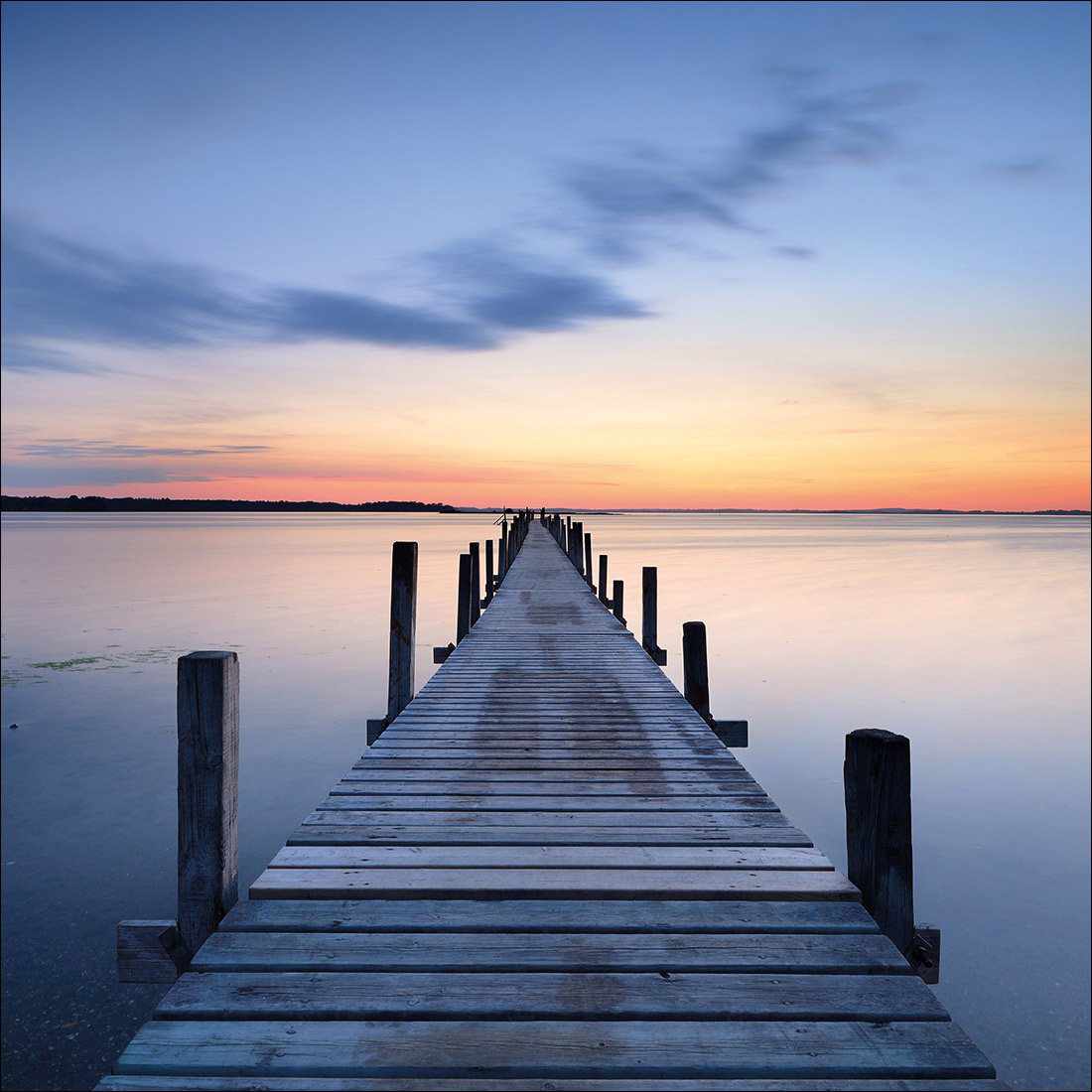 Misty Blue Jetty, Square Canvas Art - Wall Art Designs - 2187_AS_Q WAD_CP - MPY - 260 - M - S - S_30x30_NONE