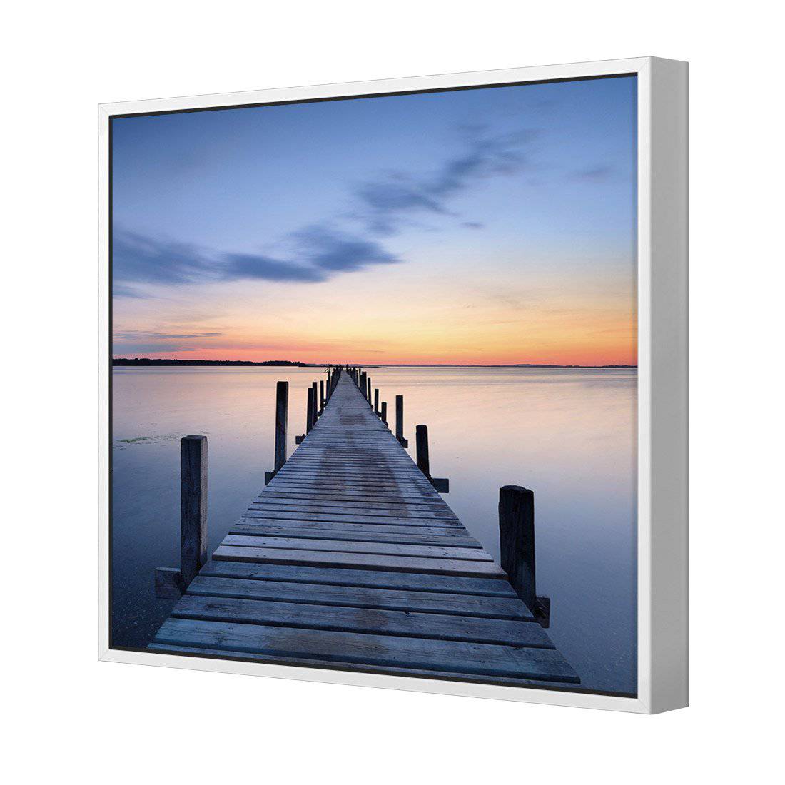 Misty Blue Jetty, Square | Standard Canvas | Floating Frame | White
