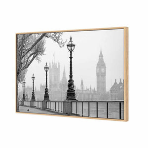Misty London, B&W | Standard Canvas | Floating Frame | Oak