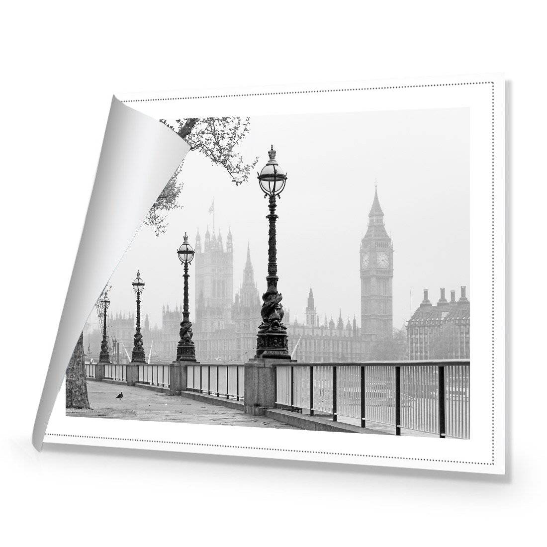 Misty London, B&W | Standard Canvas | No Frame | Rolled Canvas