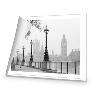 Misty London, B&W | Standard Canvas | No Frame | Rolled Canvas