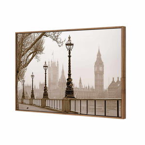 Misty London, Sepia | Standard Canvas | Floating Frame | Natural
