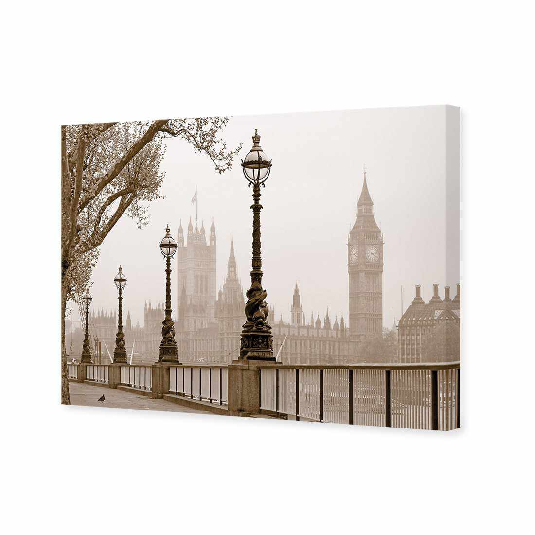 Misty London, Sepia Canvas Art - Wall Art Designs - 1252_CR_H WAD_CP - MPY - 260 - M - S - S_45x30_NONE