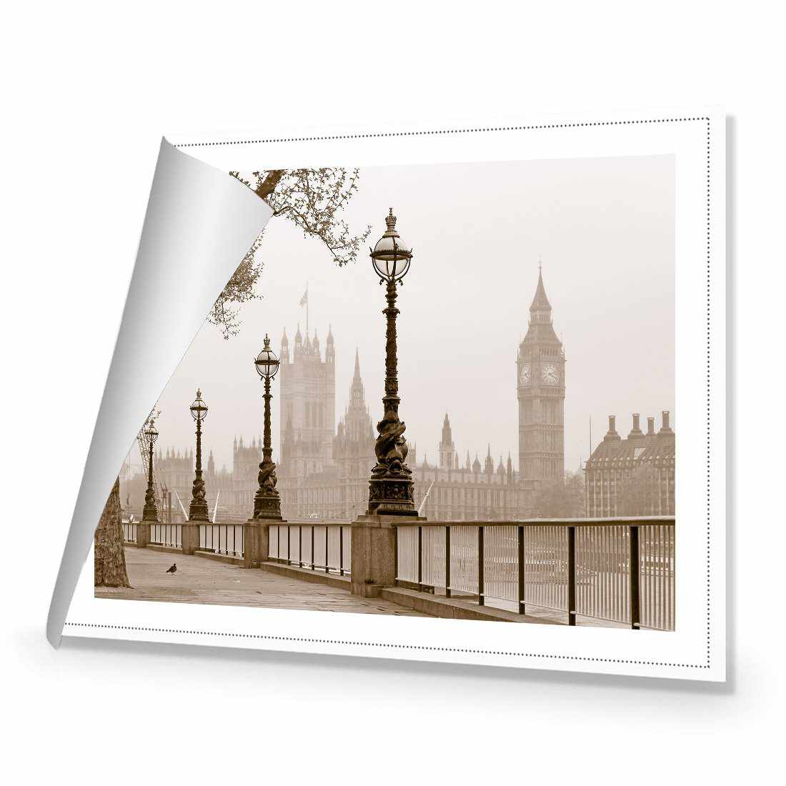 Misty London, Sepia | Standard Canvas | No Frame | Rolled Canvas