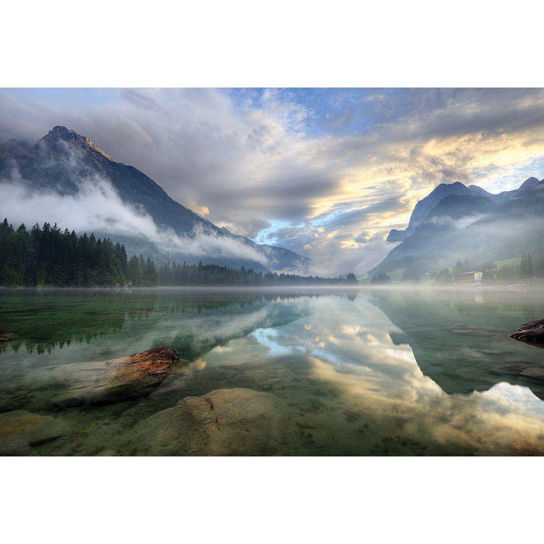 Misty Mountain Lake Canvas Art - Wall Art Designs - 2621_AR_H WAD_CP - MPY - 260 - M - S - S_45x30_NONE