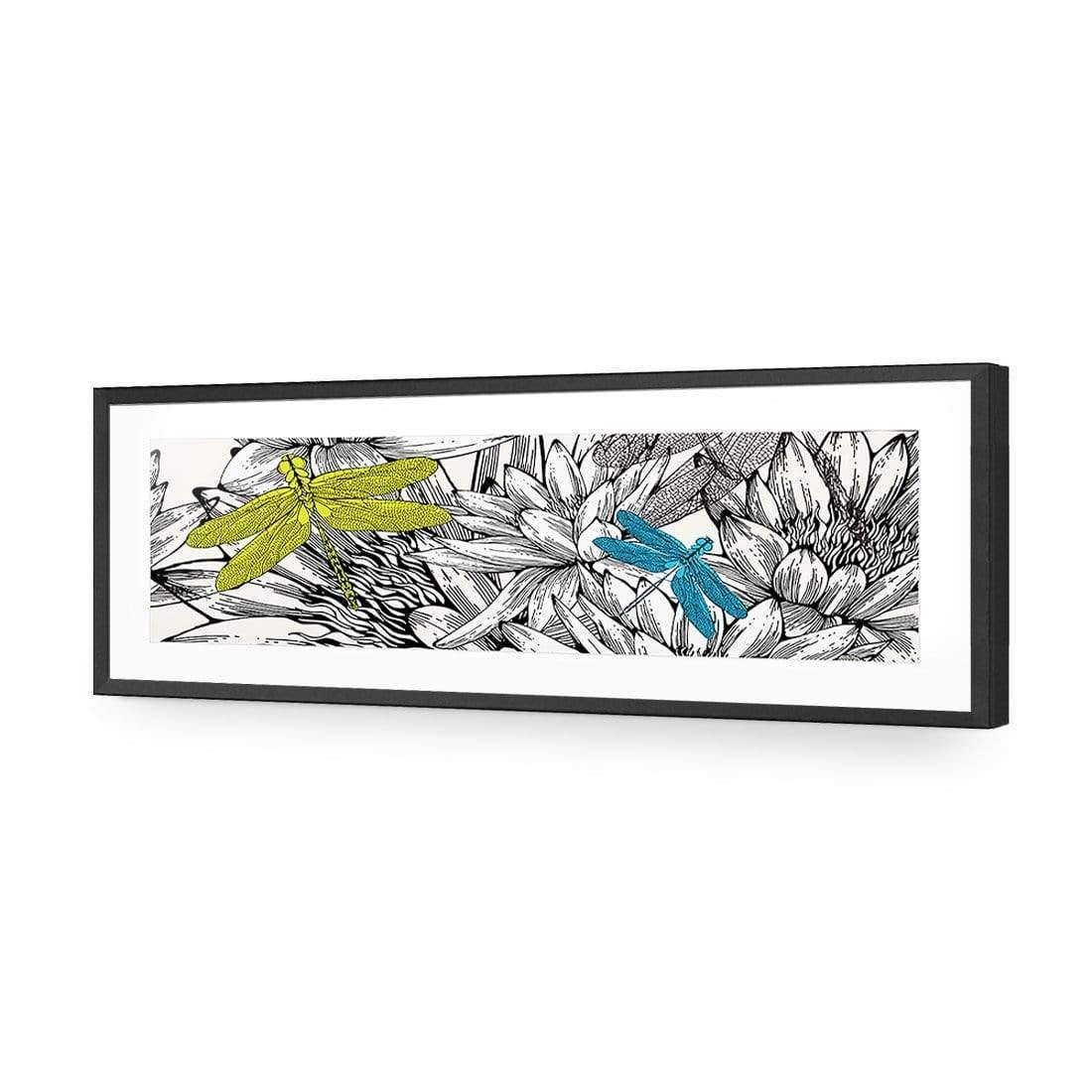 Multicoloured Dragonflies (long) - Wall Art Designs - 560_AL_H WAD_AP - 030 - MAT_90x30_S - 2538 - BLK