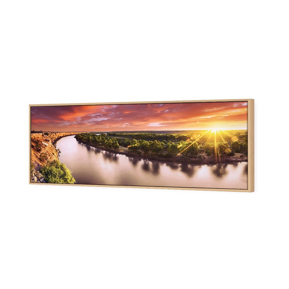Murray River Sunrise | Standard Canvas | Floating Frame | Oak