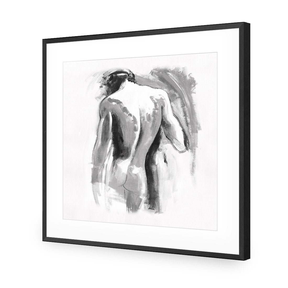 Nude Man, Black and White (Square) - Wall Art Designs - 132_BS_Q WAD_AP - 030 - MAT_37x37_S - 2538 - BLK