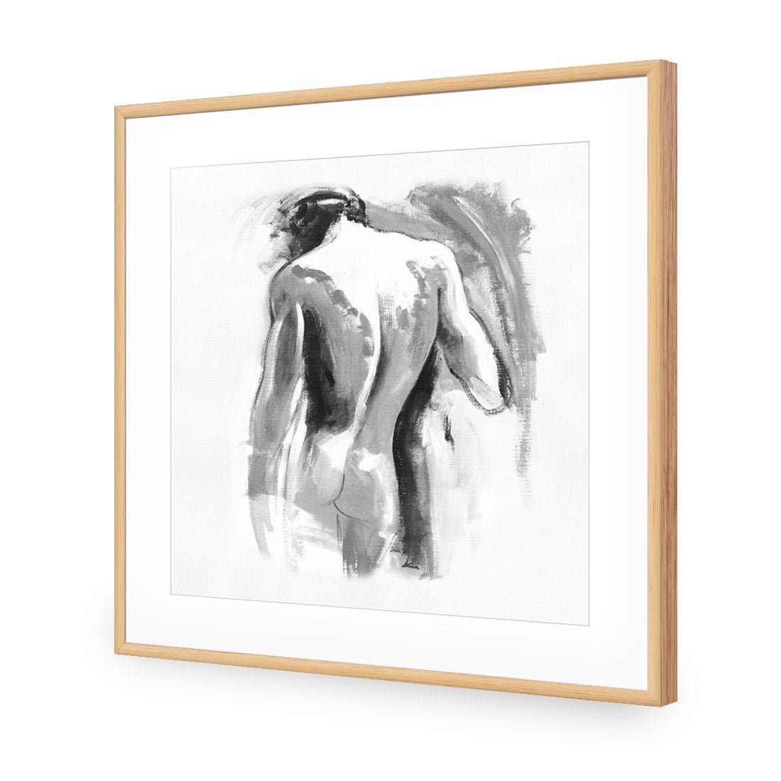 Nude Man, Black and White (Square) - Wall Art Designs - 132_BS_Q WAD_AP - 030 - MAT_37x37_S - 2538 - OAK