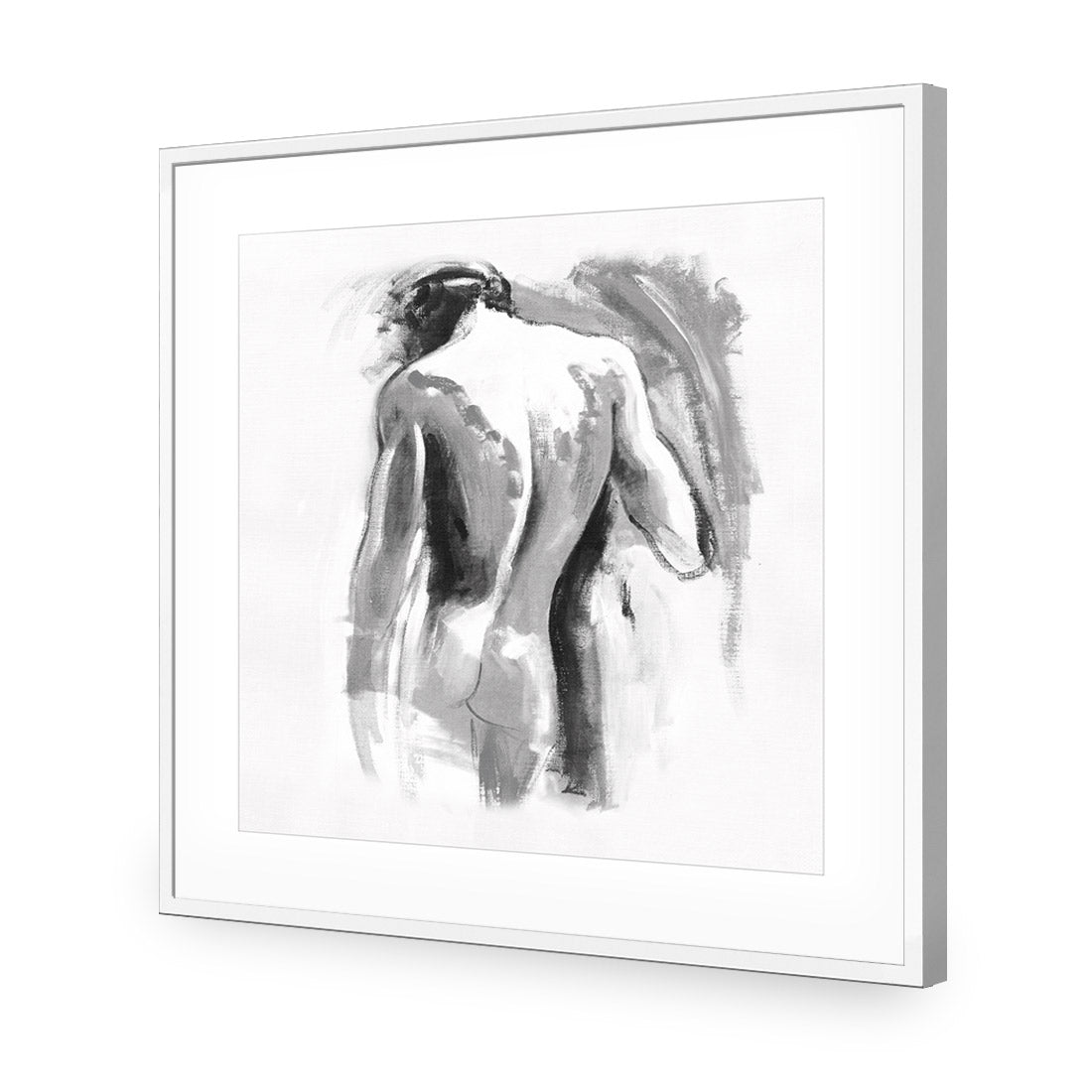 Nude Man, Black and White (Square) - Wall Art Designs - 132_BS_Q WAD_AP - 030 - MAT_37x37_S - 2538 - WHT