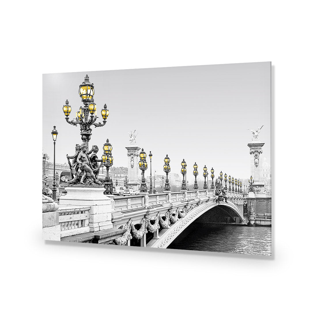 Paris Bridge, Black and White with lights - Wall Art Designs - 1280_DR_H WAD_AP - 030 - EDG_45x30_NONE