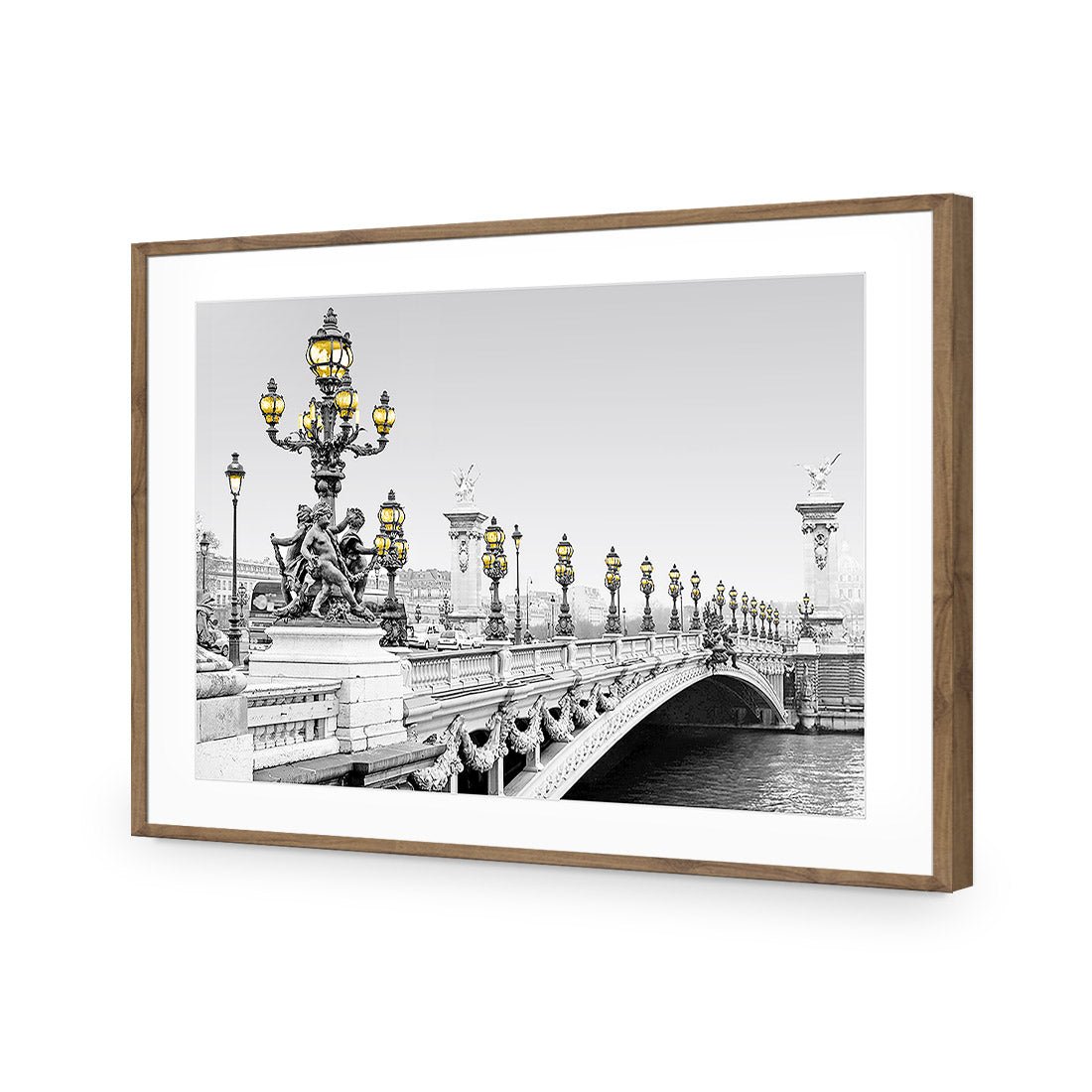 Paris Bridge, Black and White with lights - Wall Art Designs - 1280_DR_H WAD_AP - 030 - MAT_45x30_S - 2538 - NAT