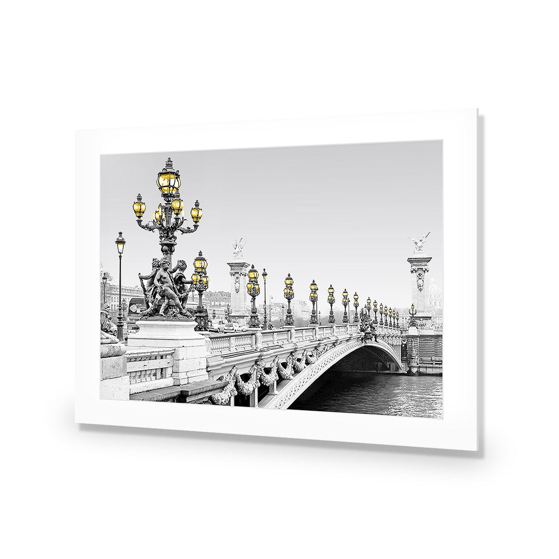 Paris Bridge, Black and White with lights - Wall Art Designs - 1280_DR_H WAD_AP - 030 - MAT_45x30_NONE