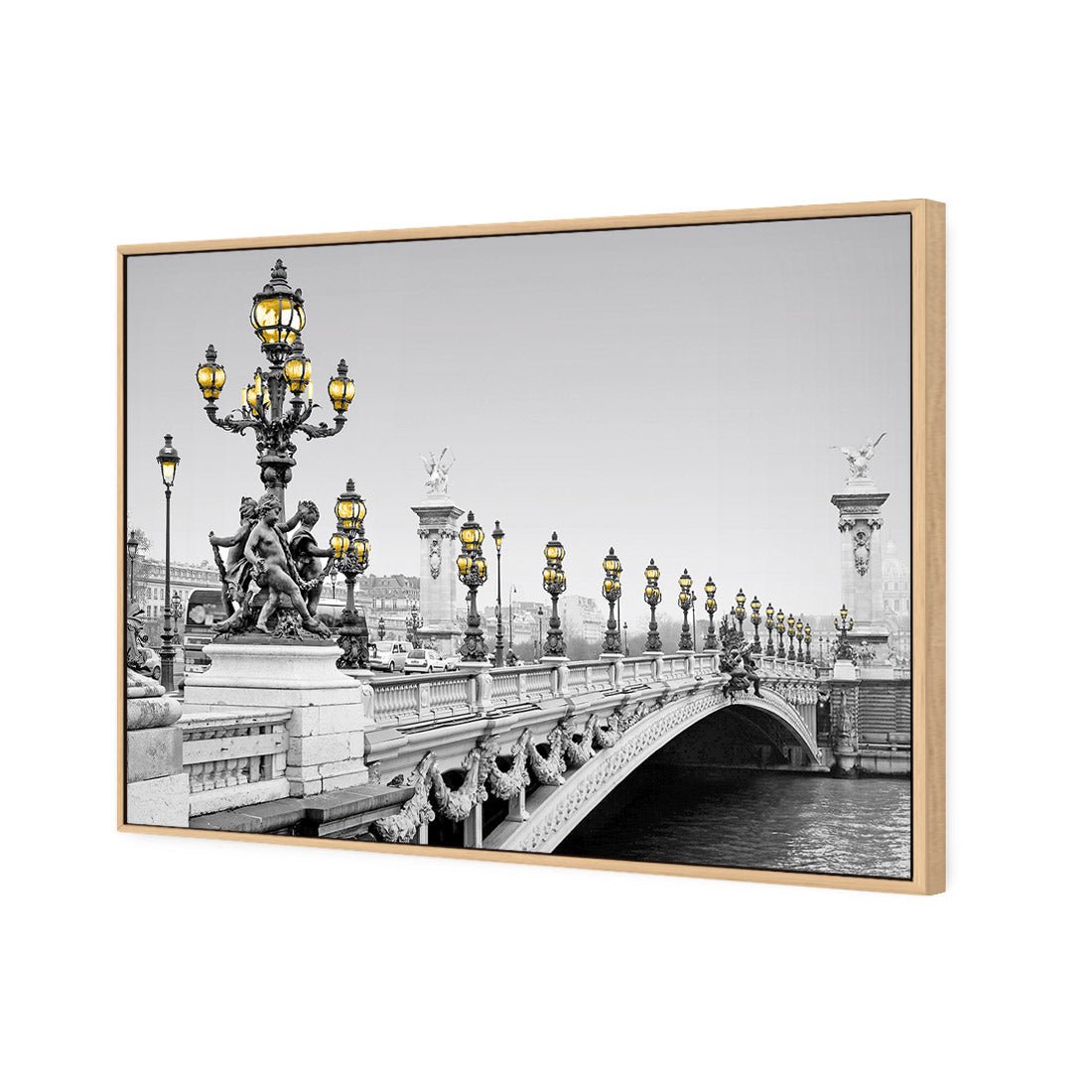 Paris Bridge, Black and White with lights - Wall Art Designs - 1280_DR_H WAD_CP - MPY - 260 - M - S - S_45x30_S - 1550 - OAK