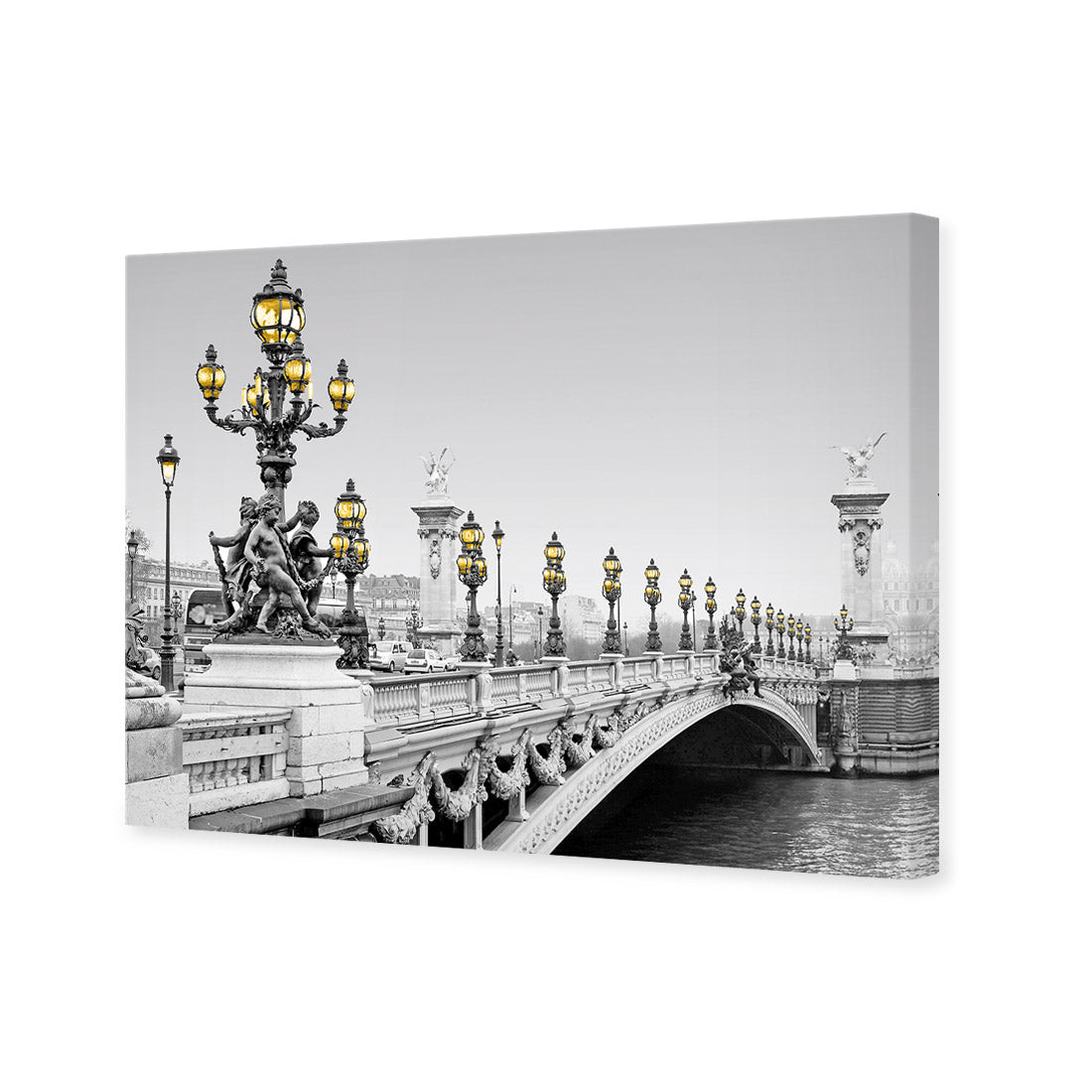 Paris Bridge, Black and White with lights - Wall Art Designs - 1280_DR_H WAD_CP - MPY - 260 - M - S - S_45x30_NONE