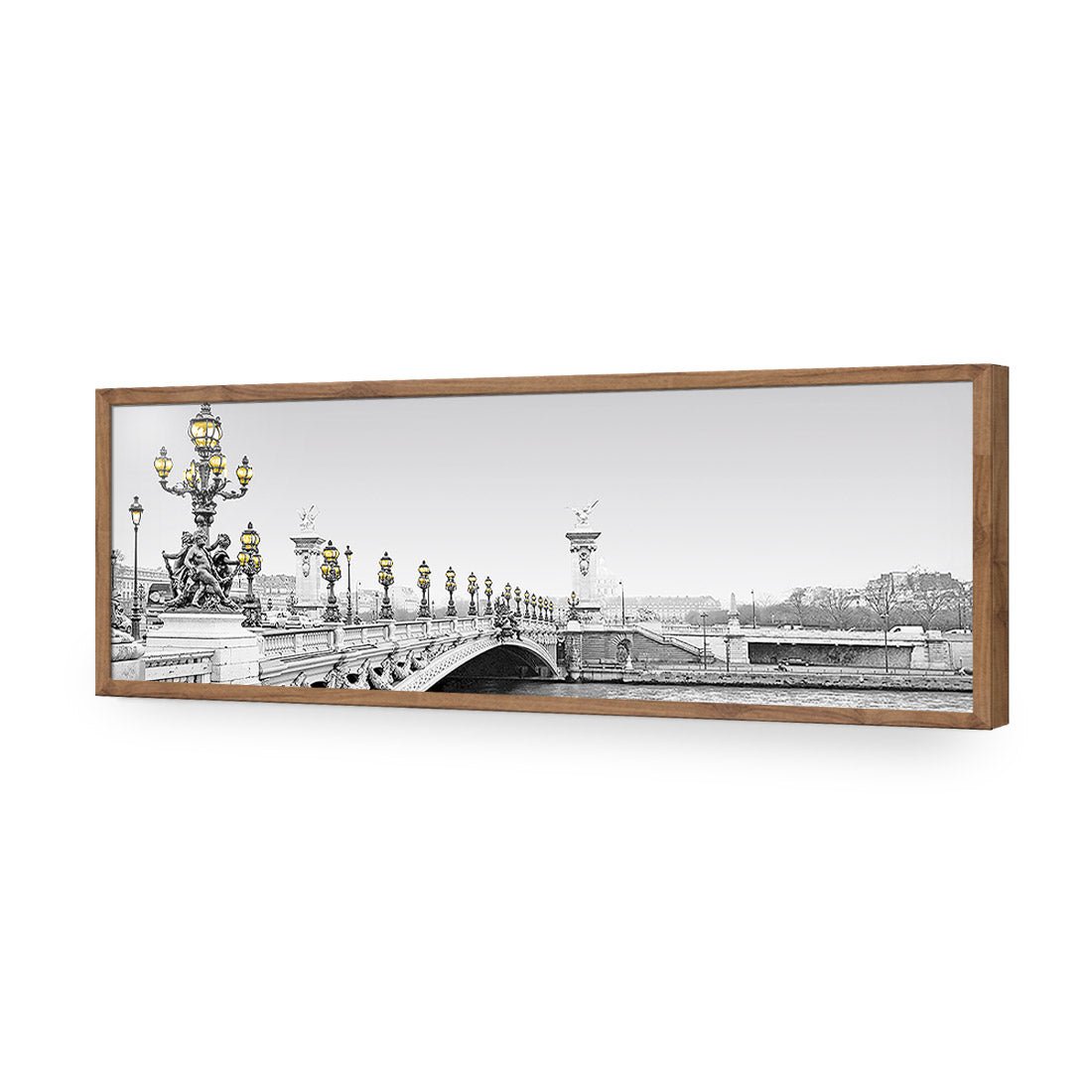 Paris Bridge, Black and White with lights (long) - Wall Art Designs - 1280_DL_H WAD_AP - 030 - EDG_90x30_S - 2538 - NAT