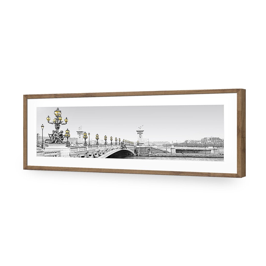 Paris Bridge, Black and White with lights (long) - Wall Art Designs - 1280_DL_H WAD_AP - 030 - MAT_90x30_S - 2538 - NAT