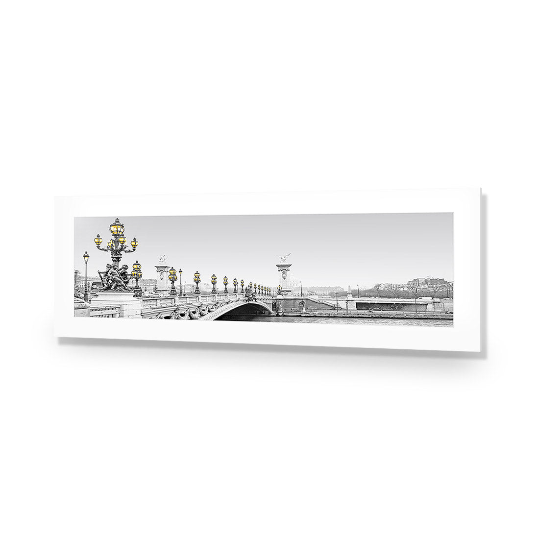 Paris Bridge, Black and White with lights (long) - Wall Art Designs - 1280_DL_H WAD_AP - 030 - MAT_90x30_NONE