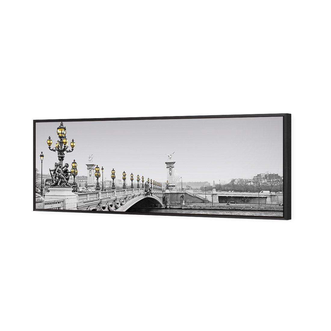 Paris Bridge, Black and White with lights (long) - Wall Art Designs - 1280_DL_H WAD_CP - MPY - 260 - M - S - S_60x20_S - 1550 - BLK