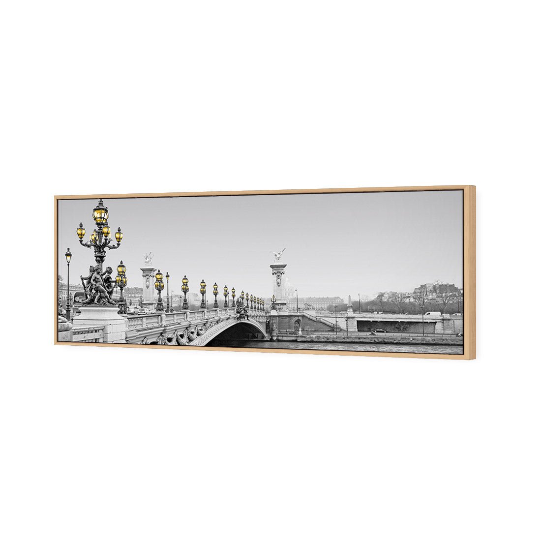 Paris Bridge, Black and White with lights (long) - Wall Art Designs - 1280_DL_H WAD_CP - MPY - 260 - M - S - S_60x20_S - 1550 - OAK