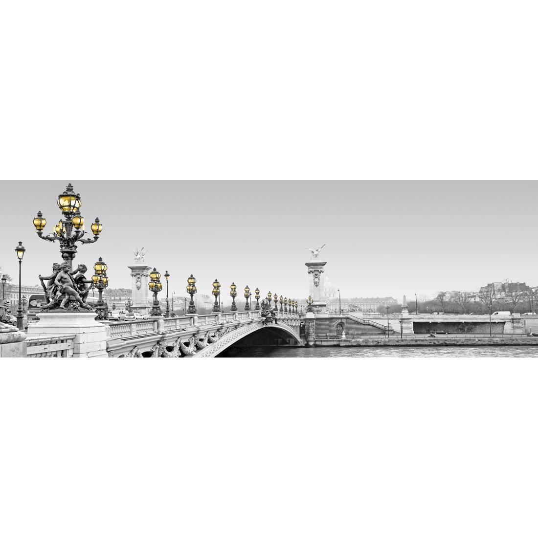 Paris Bridge, Black and White with lights (long) - Wall Art Designs - 1280_DL_H WAD_CP - MPY - 260 - M - S - S_60x20_NONE