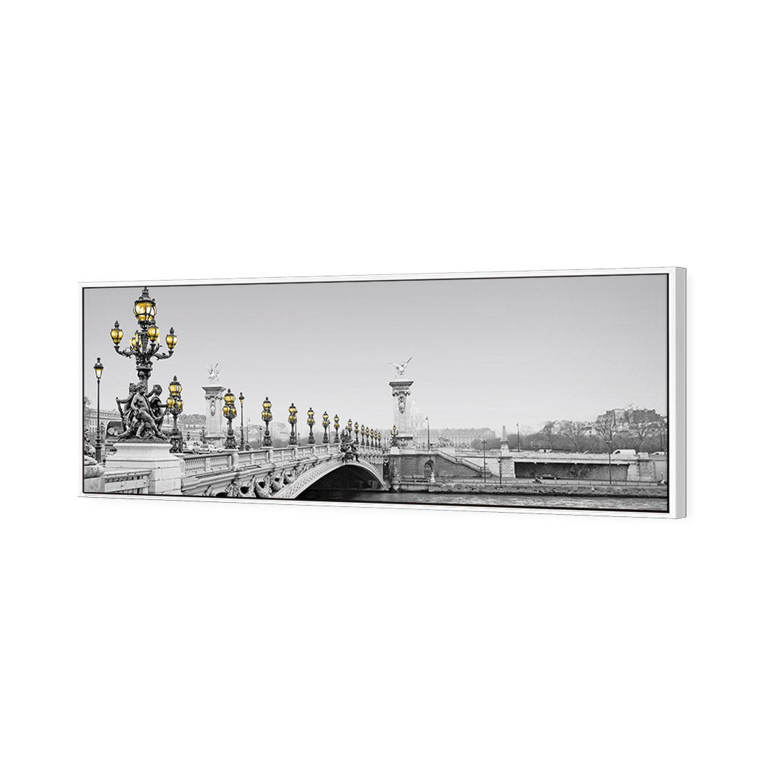 Paris Bridge, Black and White with lights (long) - Wall Art Designs - 1280_DL_H WAD_CP - MPY - 260 - M - S - S_60x20_S - 1550 - WHT